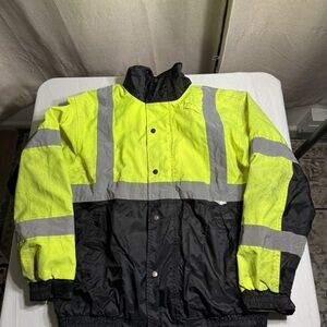 VEA Hi-Vis Safety Jacket Mens Medium Reflective Construction Workwear Mesh Lined